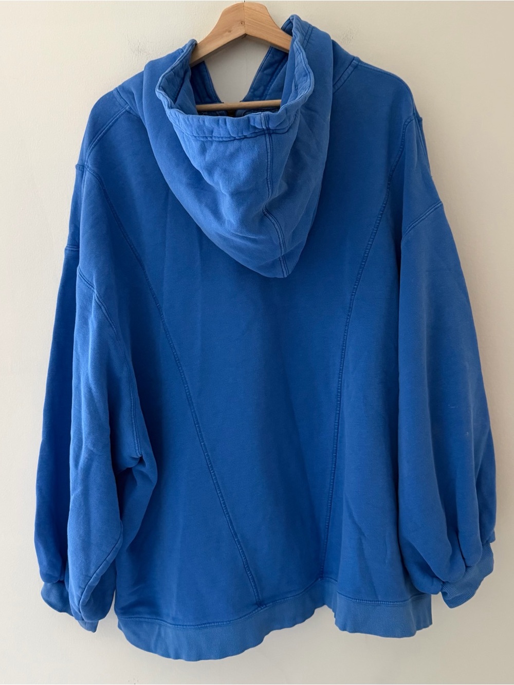 Free People Sweatshirt Hoodie Half zip Blue Split Hem Size Medium Oversized - Picture 4 of 10